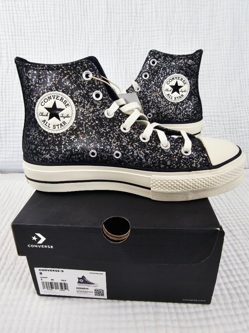 😍 NWT 😍 Converse Chuck Taylor All Star Platform Glitter - Black - Women's 8